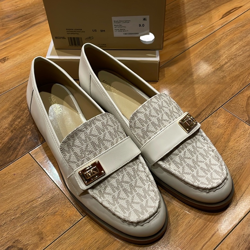 New in box, Michael Kors, Padma loafer, light cream, size 9